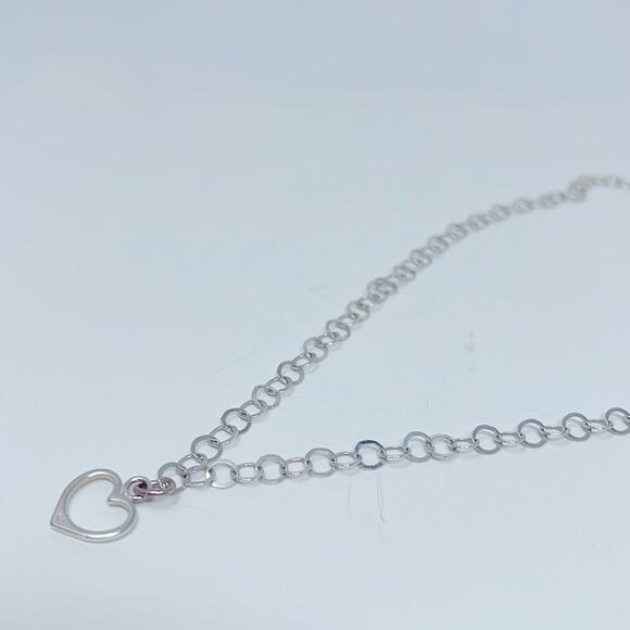 925 Italy Signed FAS Heart Pendant wit Circle Chain Link Necklace - Picture 3 of 8